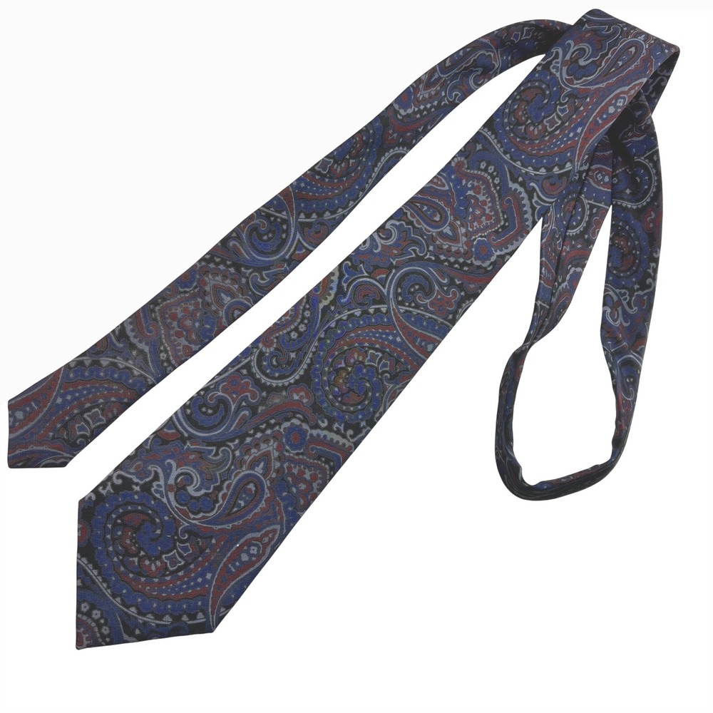 New Vintage Guy Laroche Couture Tie Men Silk Paisley Plum Luxury Paris Old Money - Picture 8 of 14